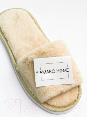 Тапочки домашние Amaro Home Открытый нос / HOME-4003-Be0-36 (бежевый, 36-38)