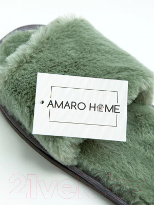 Тапочки домашние Amaro Home Открытый нос / HOME-4003-Iz0-36 (изумрудный, 36-38)