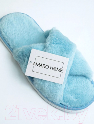 Тапочки домашние Amaro Home Открытый нос / HOME-4005-G0-36 (р-р 36-38, голубой)