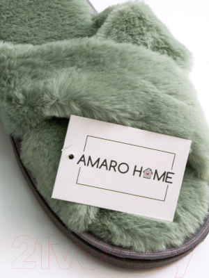 Тапочки домашние Amaro Home Открытый нос / HOME-4005-Iz0-36 (изумрудный, 36-38)