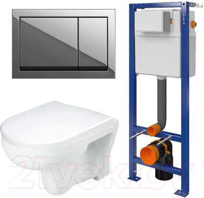 

Унитаз подвесной с инсталляцией Lapino, Opal 5327 + 2661 + P-BU-ENT/Cg