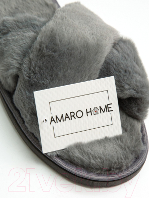 Тапочки домашние Amaro Home Открытый нос / HOME-4005-Gr0-39 (р-р 39-41, графит)