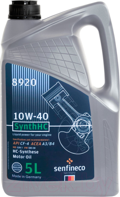 Моторное масло Senfineco SynthHC 10W40 CF-4 A3/B4 / 8920 (5л)