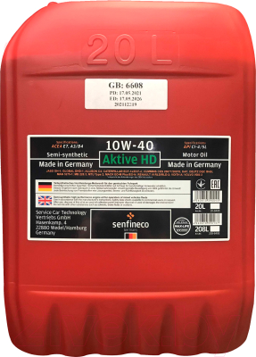 

Моторное масло Senfineco, Aktive HD 10W40 CI-4/SL E7 A3/B4 / 20-8495