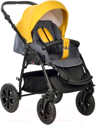 Детская универсальная коляска INDIGO Charlotte Sity 2 в 1 (Cs 08, темно-серый/желтый)