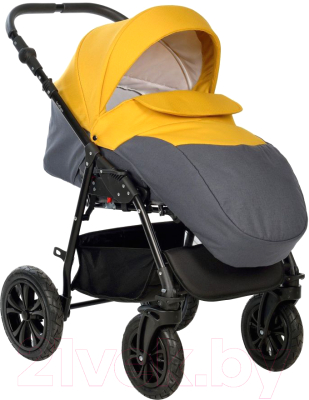 Детская универсальная коляска INDIGO Charlotte Sity 2 в 1 (Cs 08, темно-серый/желтый)