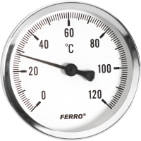 Термометр биметаллический Ferro 1/2” 0-120 T80120A - 