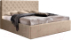 Двуспальная кровать Анмикс Ирма 160x200 с ламелями (бежевый микровелюр/Simple 42) - 