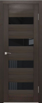 Дверь межкомнатная Portas S23 80x200 (орех шоколад/стекло черный лак)