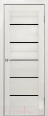 Дверь межкомнатная Portas S22 60x200 (французский дуб/стекло черный лак)