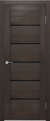 Дверь межкомнатная Portas S22 80x200 (орех шоколад/стекло черный лак)