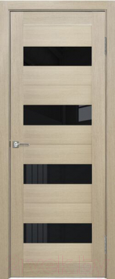 Дверь межкомнатная Portas S23 80x200 (лиственница крем/стекло черный лак)