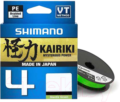 Леска плетеная Shimano Kairiki 4 PE 0.215мм / LDM54TE2521515G (150м, зеленый)