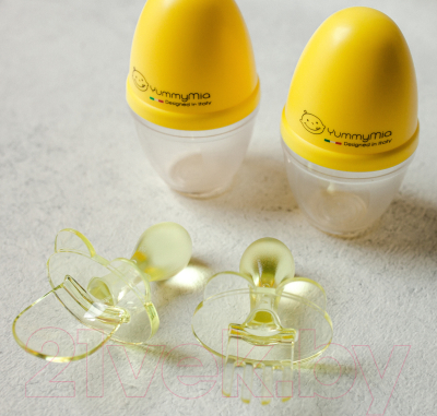 Набор столовых приборов для кормления YummyMia Мишка / B2 (желтый)