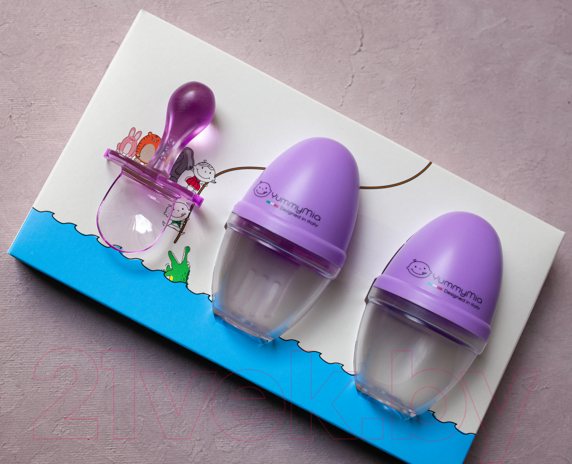 Набор детских столовых приборов YummyMia Мишка / B5 (пурпурный)
