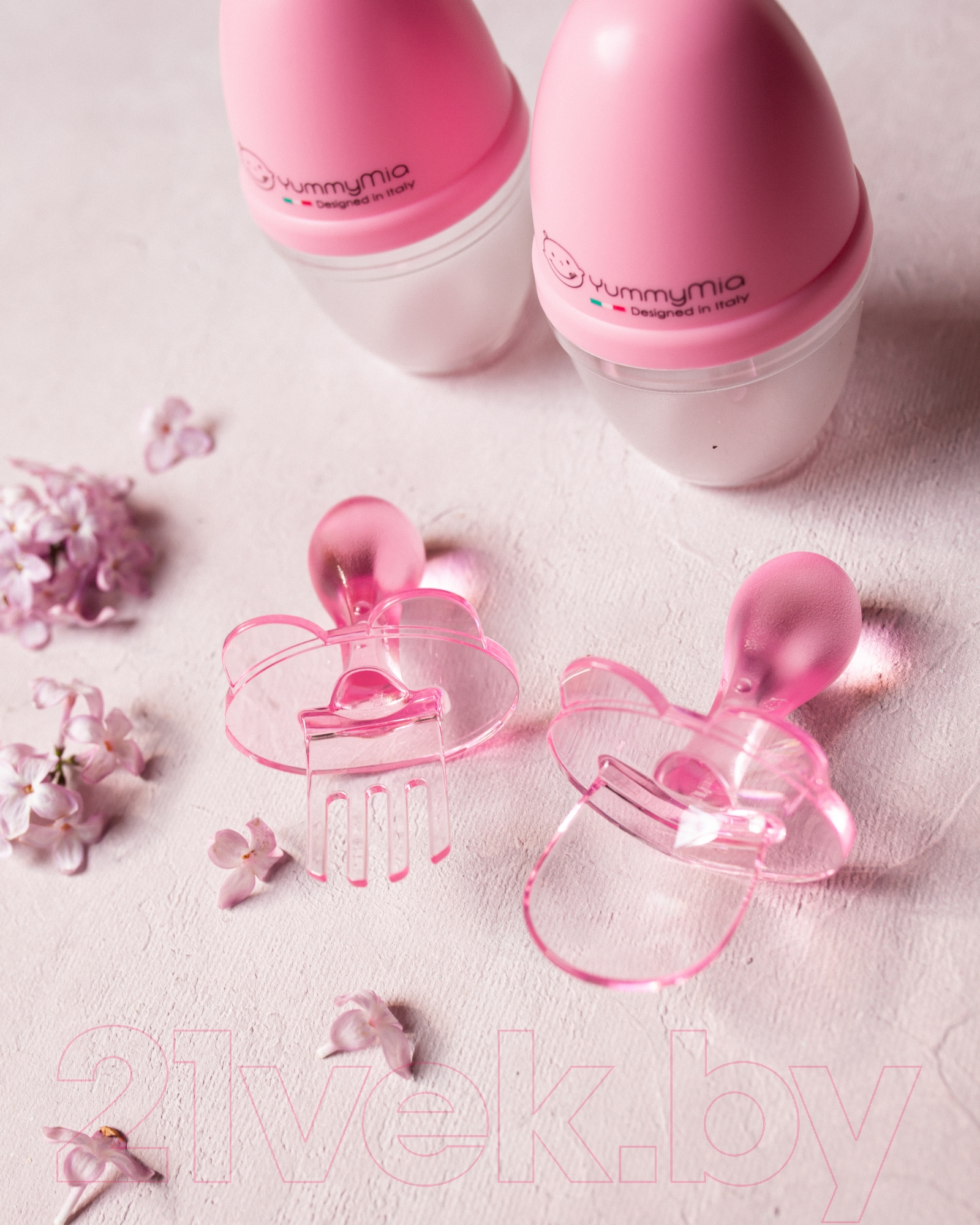 Набор детских столовых приборов YummyMia Мишка / B6 (розовый)