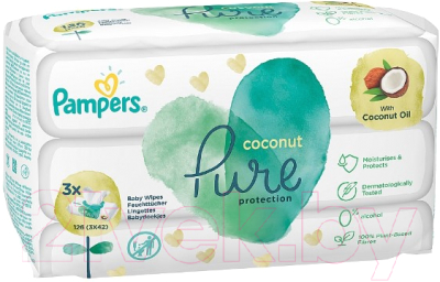 Влажные салфетки детские Pampers Pure Protection Coconut (3x42шт)