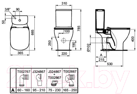 Унитаз напольный Ideal Standard T008701 + T352701 + T356801