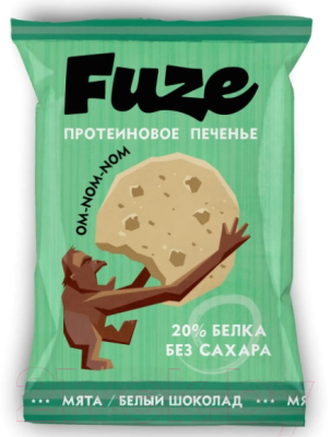 Протеиновое печенье Fuze Мята-белый шоколад
