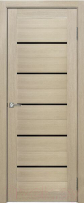 Дверь межкомнатная Portas S22 90x200 (лиственница крем/стекло черный лак)