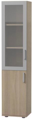 Шкаф-пенал с витриной Премиум Акцент модуль 2 (шимо светлый)