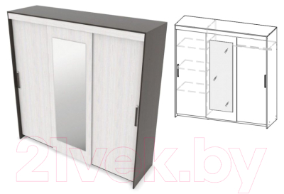 Шкаф-купе SV-мебель Арис 1 Д 1.7x2.2 (дуб венге/ясень анкор светлый)