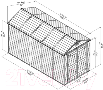 Сарай из пластика Palram Skylight Shed 6x12 / 703391  (коричневый)