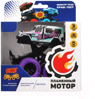 Автомобиль игрушечный Пламенный мотор Монстр трак Краш-тест / 870517