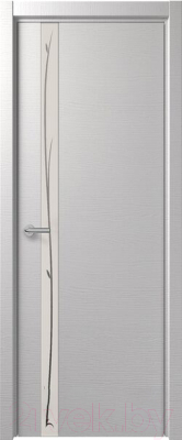 Дверь межкомнатная Deform H2 ДО 60x200 (дуб французский сильвер/стекло белое с рисунком)
