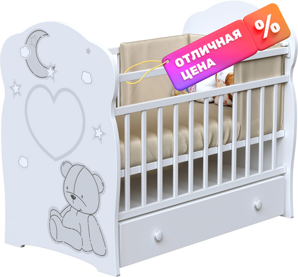 Детская кроватка VDK Bear And Moon маятник и ящик