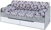 Кровать-тахта SV-мебель Грей Д с ящиками (цемент светлый/белый/без фотопечати) - 