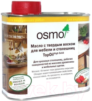 Масло для древесины Osmo Topoil для мебели и столешниц с твердым воском (500мл, матовый)