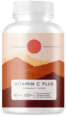 Комплексная пищевая добавка Elementica Organic Vitamin C + Rutin / ECPS007 (60 капсул)