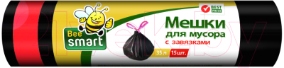 Пакеты для мусора Paclan Beesmart с завязками / 403015 (35л, 15шт)