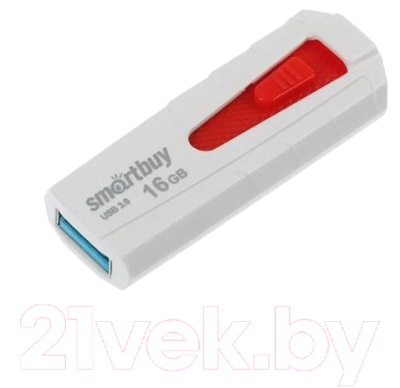 

Usb flash накопитель SmartBuy, 16GB Iron White/Red (SB16GBIR-W3)