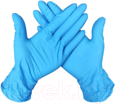 Перчатки одноразовые Wally Plastic (M, 100шт, синий)