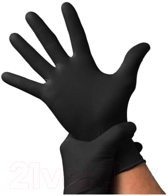 Перчатки одноразовые Wally Plastic (M, 100шт, черный)