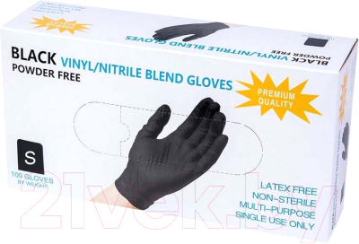 Перчатки одноразовые Wally Plastic (S, 100шт, черный)