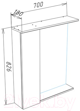 Шкаф с зеркалом для ванной Garda Soty4_700_PVС (бетон)