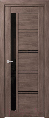 Дверь межкомнатная Deform D19 ДО 90x200 (дуб шале графит/Lacobel черный лак)