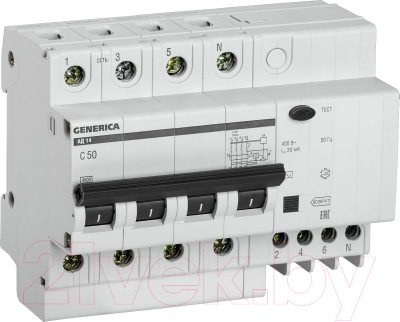 Дифференциальный автомат Generica АД14 4Р 50А 30мА / MAD15-4-050-C-030