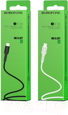 Кабель Borofone BX16 USB Lightning (1м, черный)