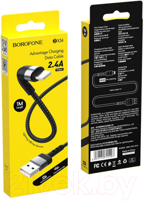 Кабель Borofone BX34 USB Lightning (черный)