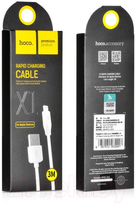 Кабель Hoco X1 USB Lightning (3м, белый)