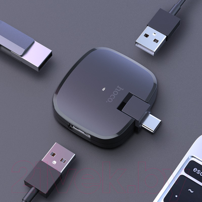 USB-хаб Hoco HB11 Type-C на 3 USB (черный)