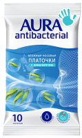 Влажные салфетки Aura Family Antibacterial платочки носовые (10шт) - 