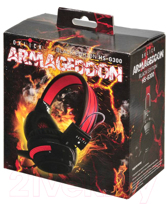 Изображение товара Наушники-гарнитура Оклик HS-G300 Armageddon (черный/красный)