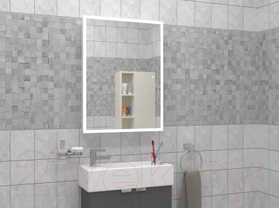 Шкаф с зеркалом для ванной Континент Reflex Led 60x80