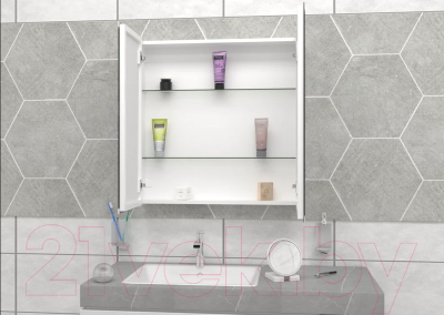 Шкаф с зеркалом для ванной Континент Reflex Led 80x80 (с датчиком движения)