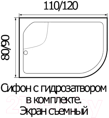 Душевой поддон Wemor 110/80/44 L (асимметрия)